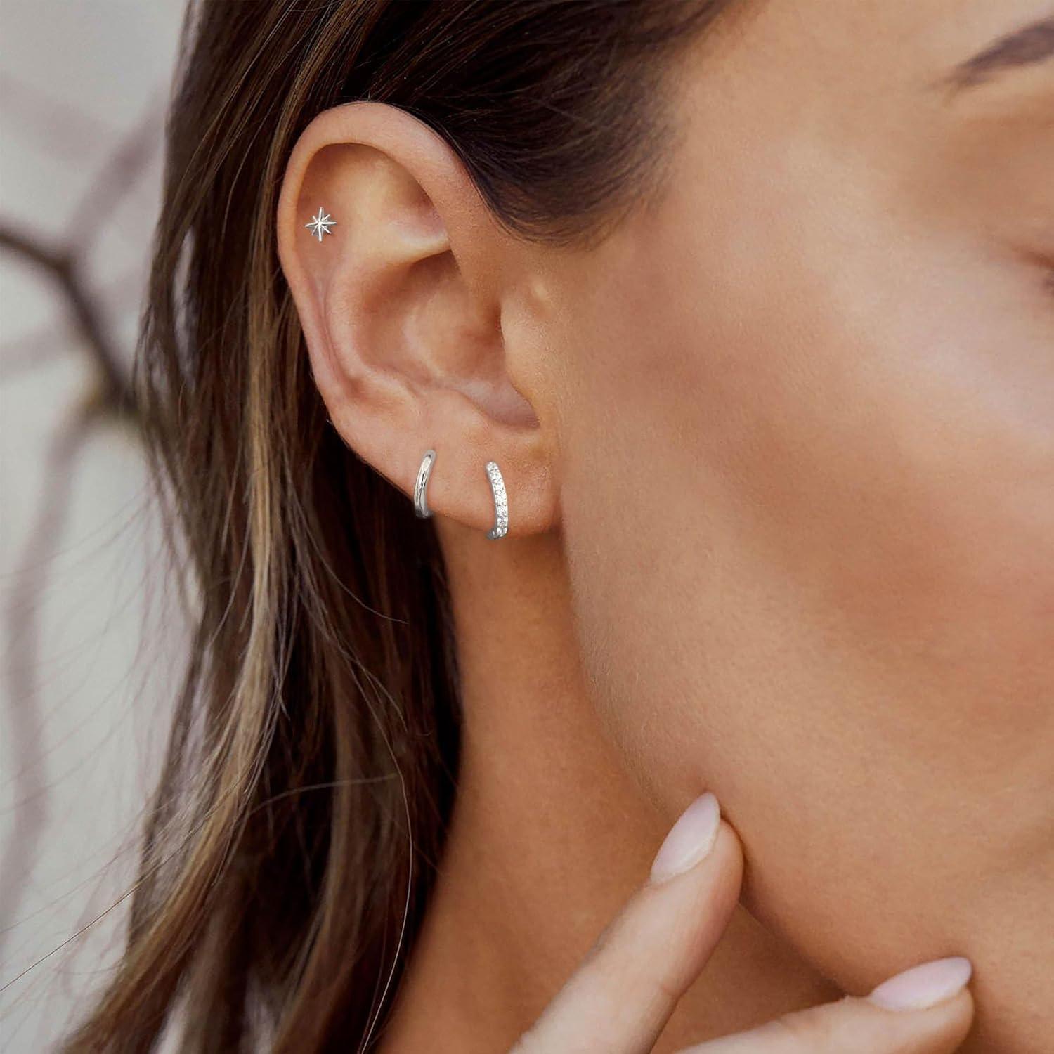 Elegante Silber Goldene Ohrringe Zirkonia Setfrauen