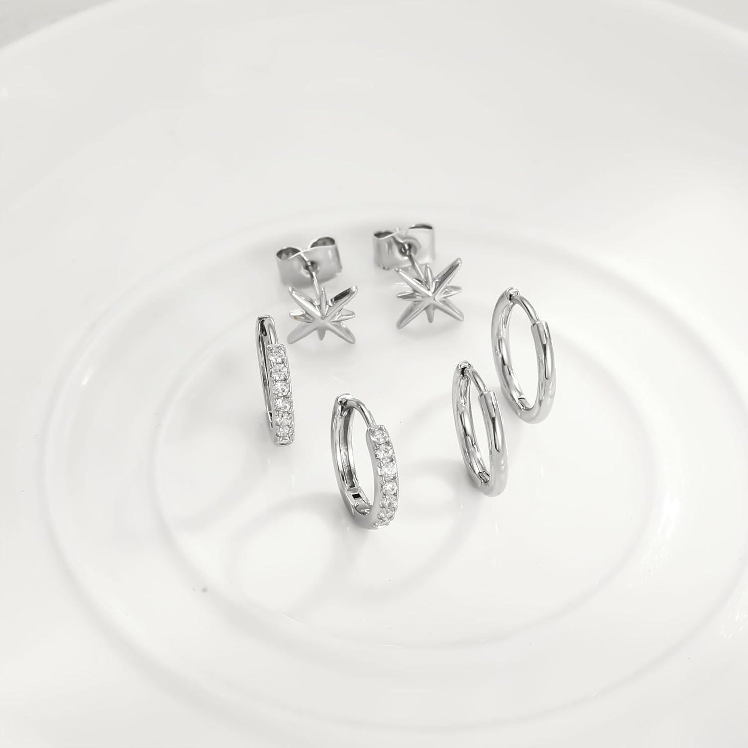 Ohrringe Silber 925 Vergoldet Damen Klein Creolen Ohrstecker Zirkonia