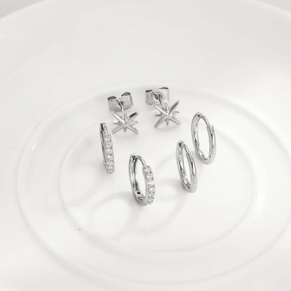 Ohrringe Silber 925 Vergoldet Damen Klein Creolen Ohrstecker Zirkonia