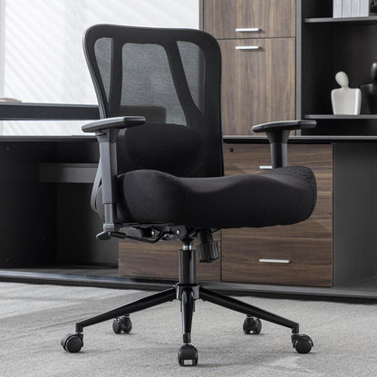 Ergonomischer Bürostuhl bis 230 kg, Wippfunktion, höhenverstellbar, mit Netzbespannung, atmungsaktiv, schwarz