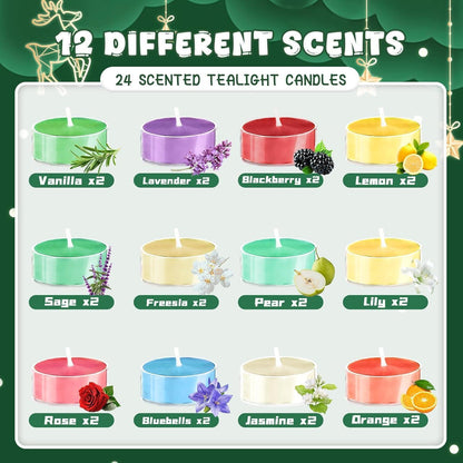 Adventskalender Duftkerzen 24 Teelicht-Duftkerzen