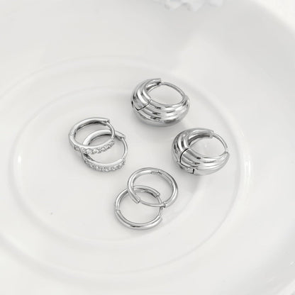 Silber Ohrringe Set Damen 925 14K Vergoldet Zirkonia Wasserfest Hypoallergen