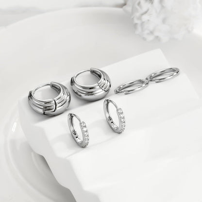 FUNEIA Ohrringe Set Silber 925/14K Vergoldet Damen Creolen Ohrstecker Zirkonia Gold