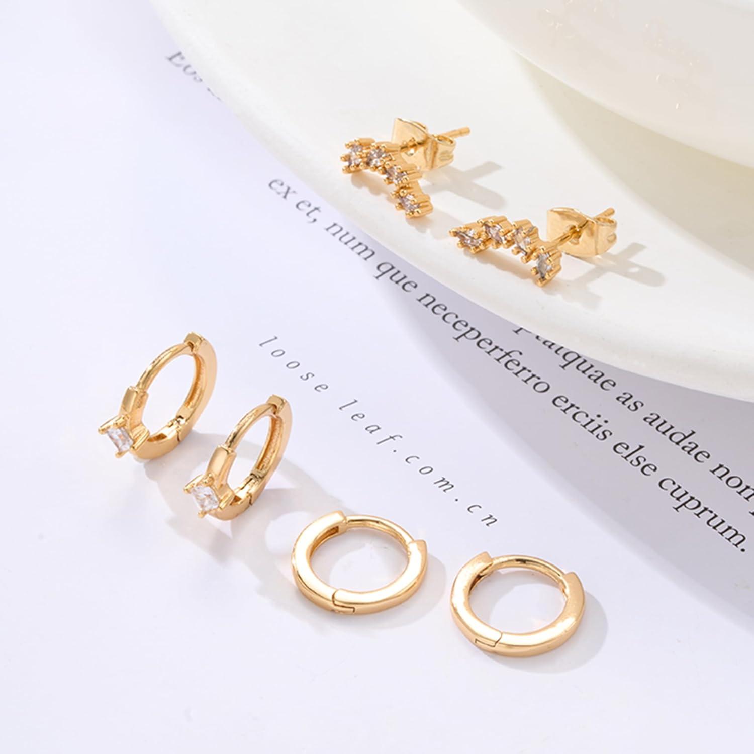 Ohrringe Silber 925 14K Vergoldet Damen Creolen Ohrstecker Zirkonia
