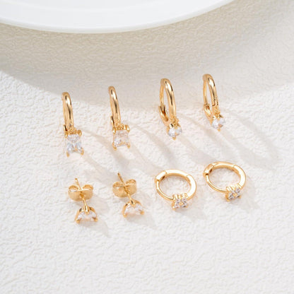 Ohrringe Silber 925 Gold Set Zirkonia Ohrstecker Damen Creolen
