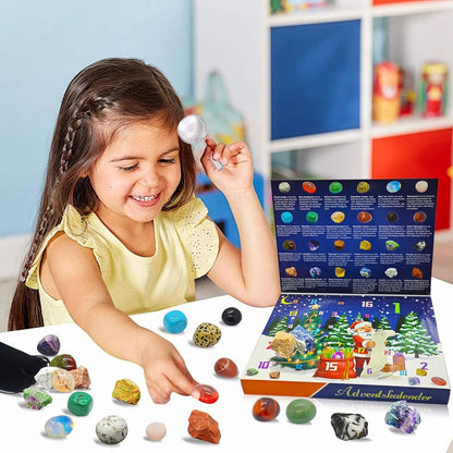 Adventskalender 2024 Kinder Edelsteine Kristalle Weihnachtsgeschenke Mädchen