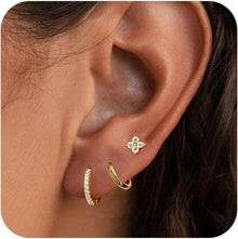 Elegante Stapelbare Silber Goldene Ohrringe Set Zirkonia Hypoallergen