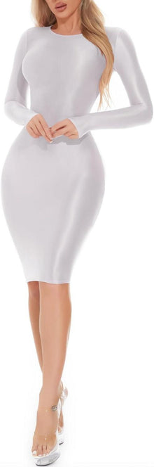 Eng anliegendes Glitzer Wickelkleid Langarm Glossy Clubkleid