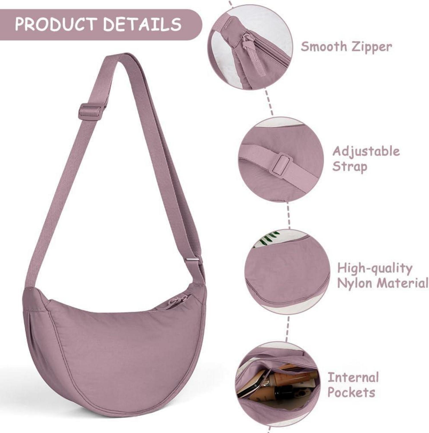Damen Crossbody Schultertasche Verstellbarer Schultergurt Hobo Halfmoon Bag