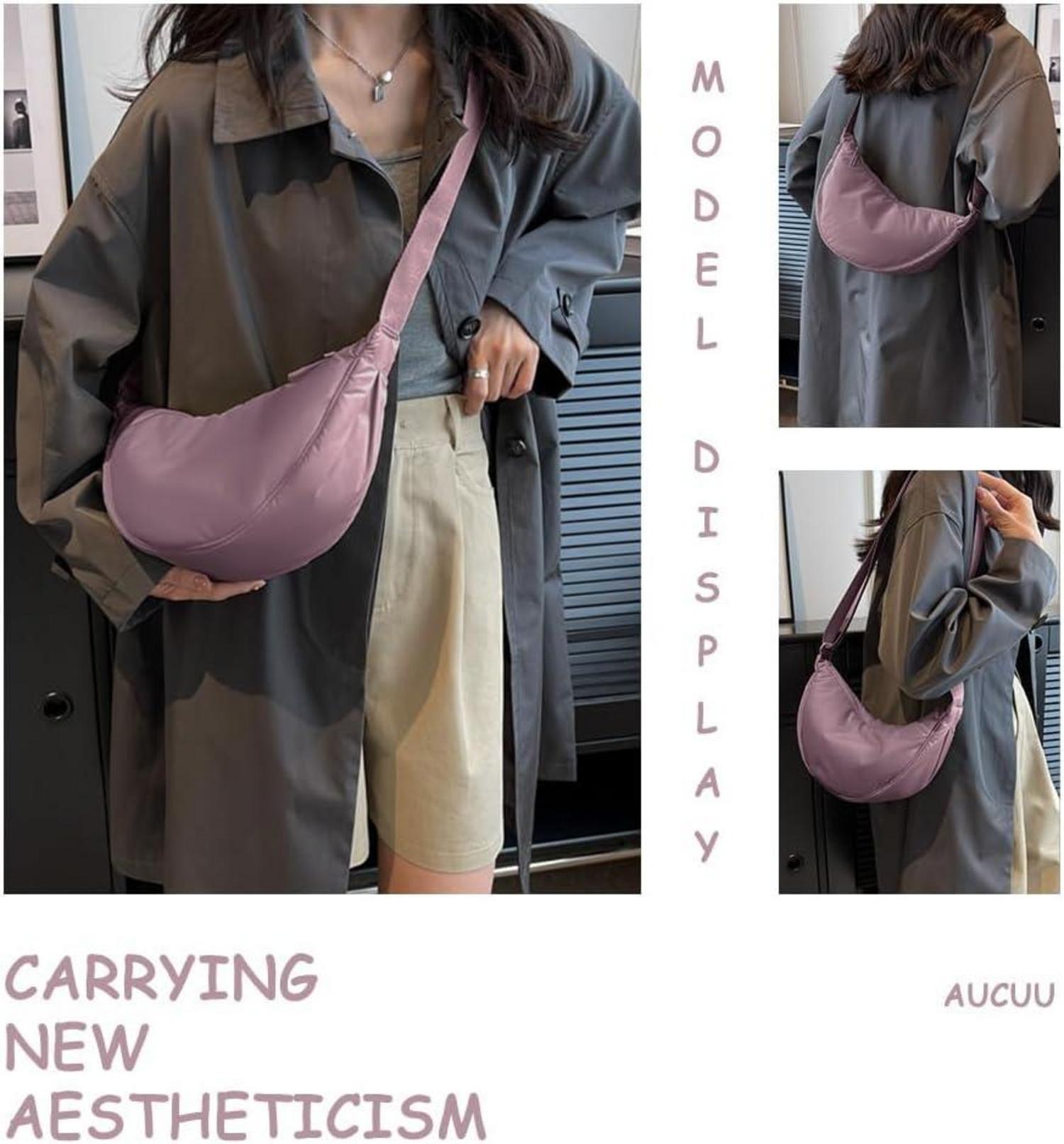 Damen Crossbody Schultertasche Verstellbarer Schultergurt Hobo Halfmoon Bag