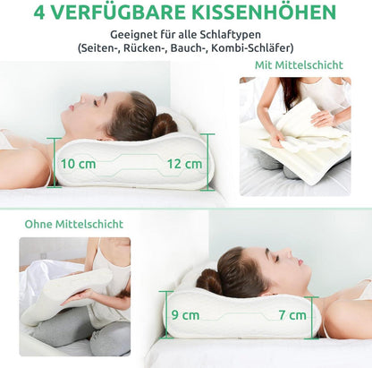 UTTU Memory Foam Nackenkissen Seitenschläferkissen Einstellbar 60x36cm