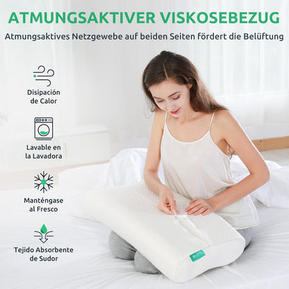 UTTU Memory Foam Nackenkissen Höhenverstellbar Schlafkissen 60x36cm