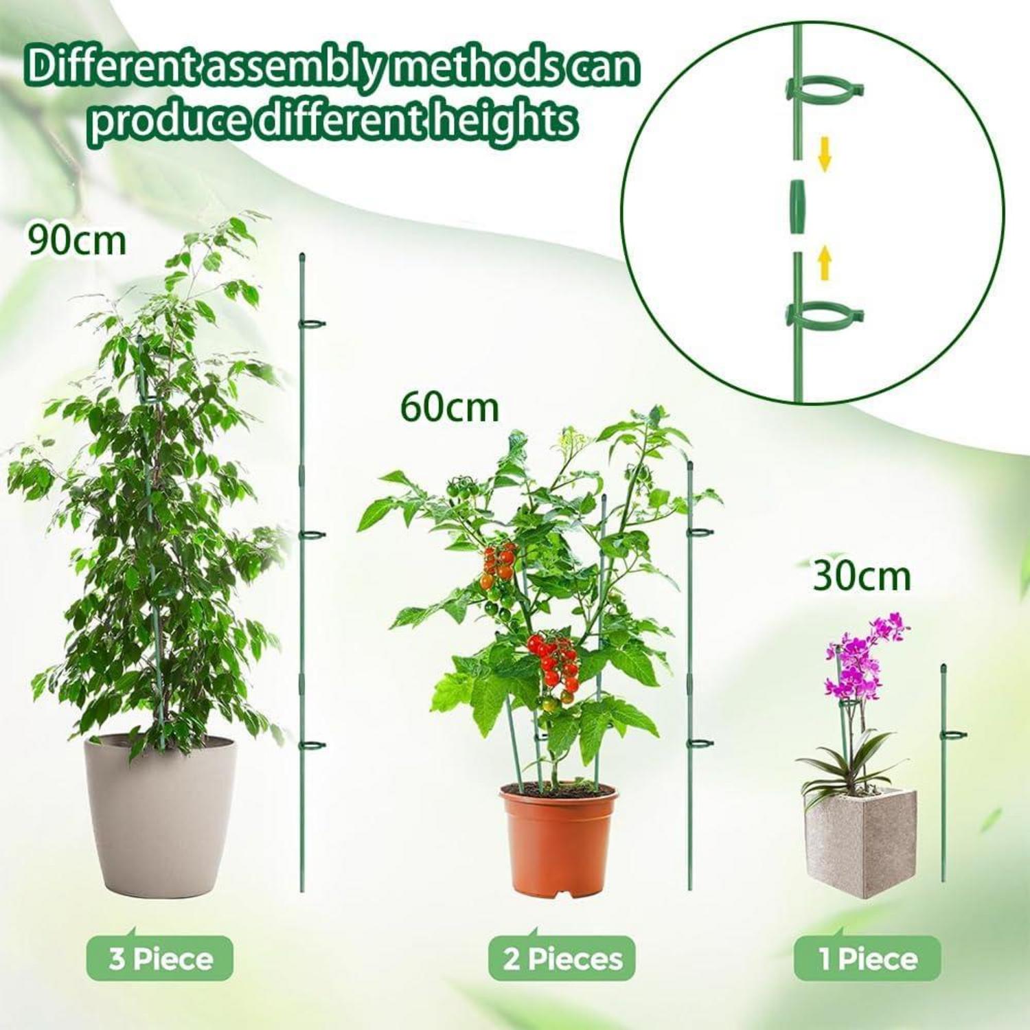 36 Pflanzenstäbe mit Verbinder und Karabinern - Gartenrankhilfe