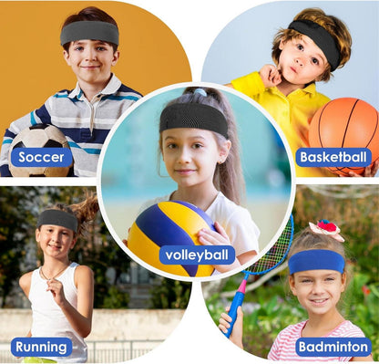 3er Set Sport Stirnband für Kinder Jungen Mädchen - Elastisches Haarband in verschiedenen Farben