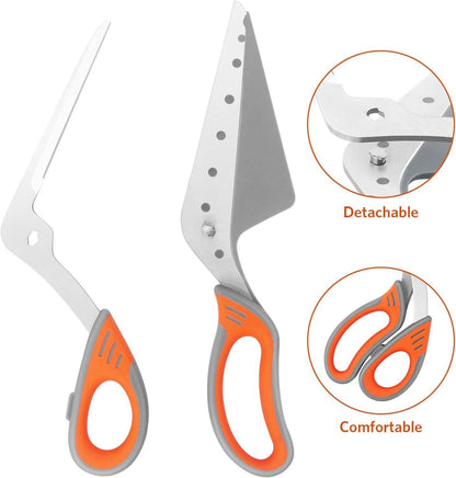 Pizzaschere mit Abnehmbarem Pizzaschaufel Edelstahlklingen Grey/Orange