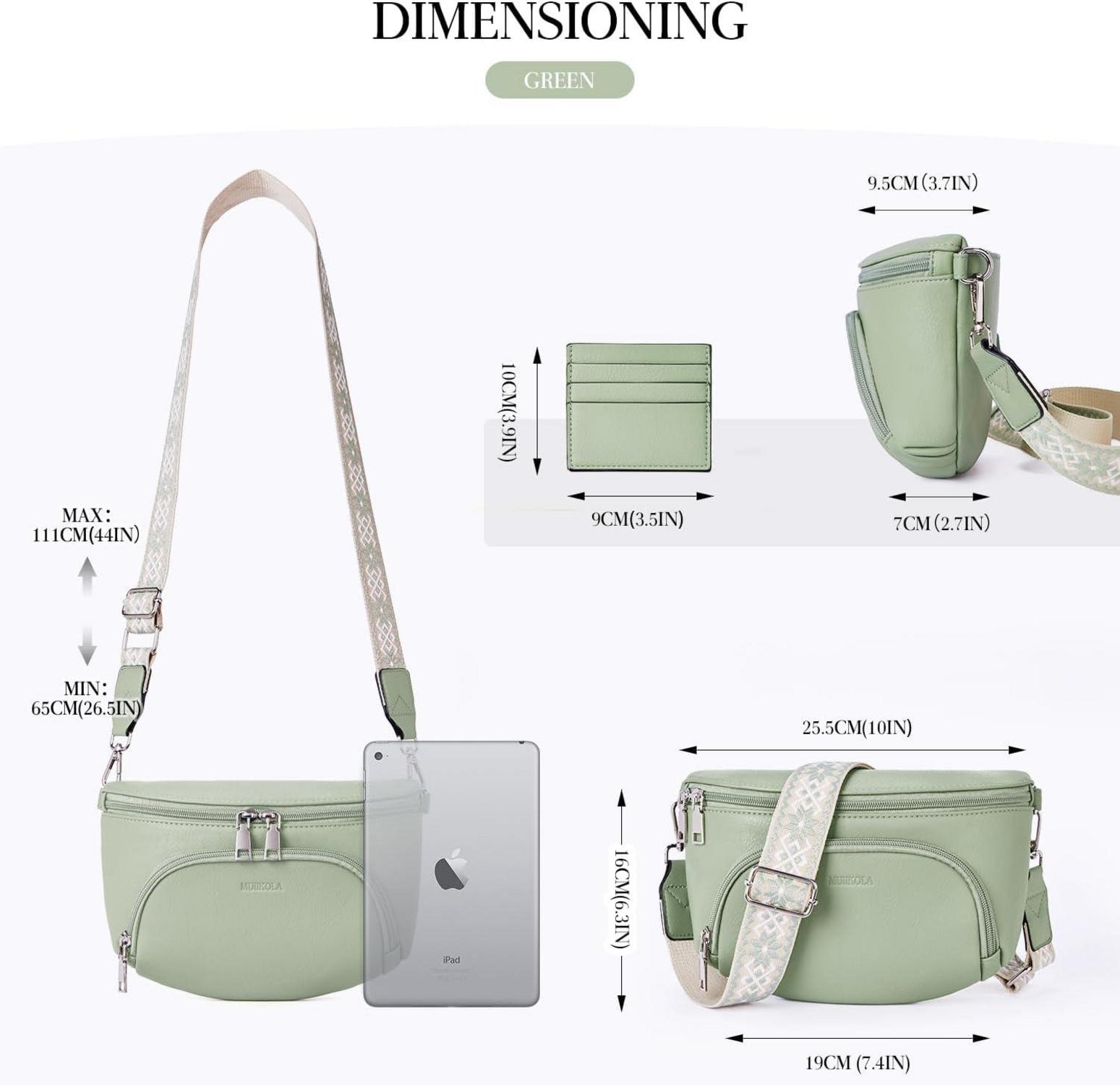 MUIIKOLA Damen Brusttasche Veganes Leder RFID Kartenschlitz Blockierung