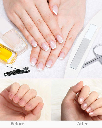 6-teiliges Nano-Glas Nagelfeile Set mit Nagelknipser, weiß und schwarz