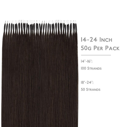 Echthaar Nano Ring Extensions – Hellbraun/Dunkelbraun 55cm