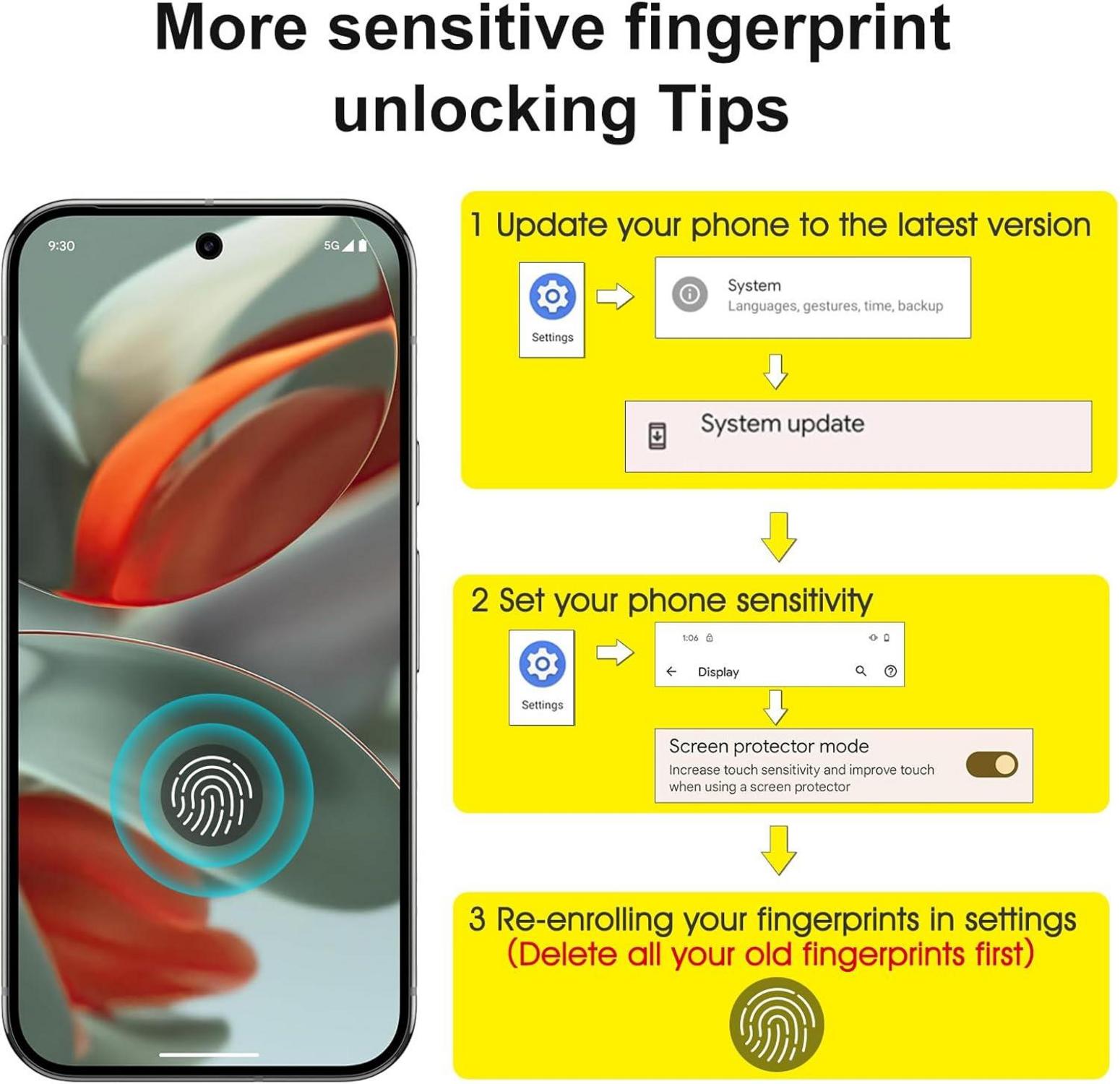 Schutzfolie für Google Pixel 9 Pro mit Montagerahmen, Panzerglas 9H