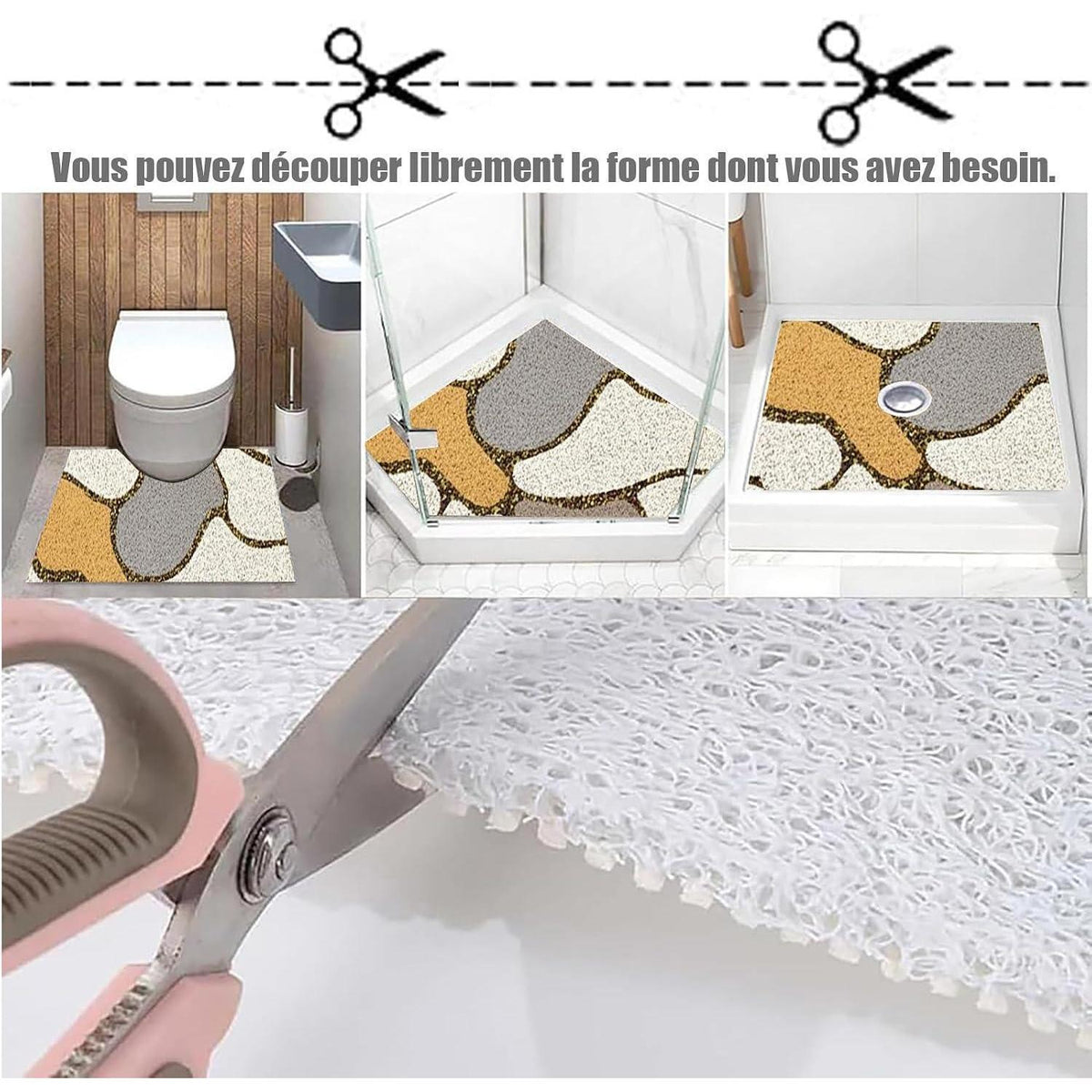 Rutschmatte Dusche 90x120 cm – Antirutsch, Weich & Ablaufloch