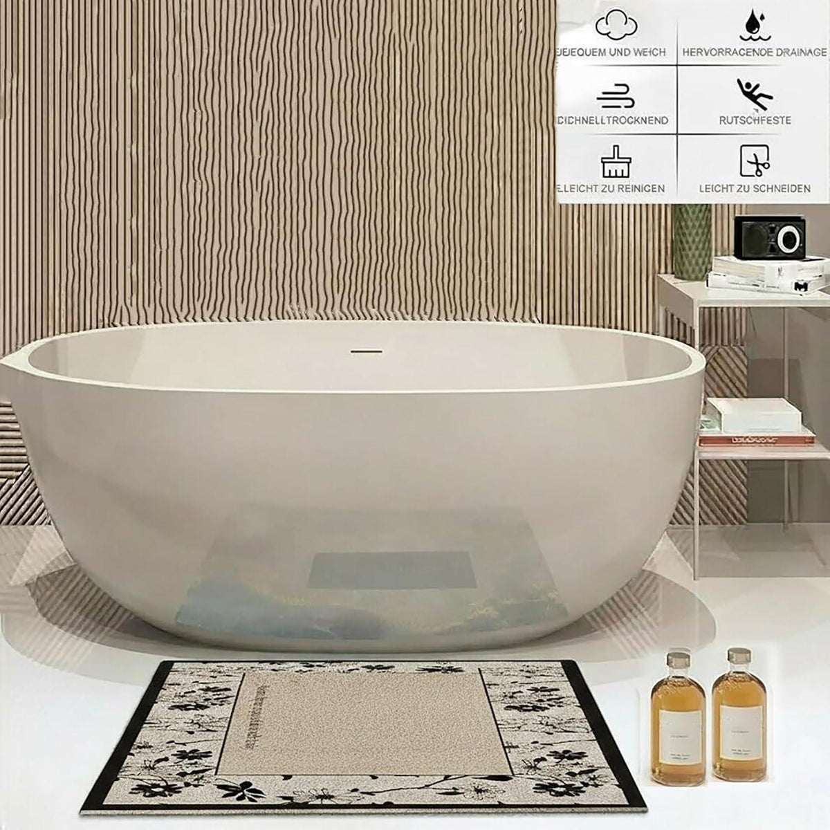 Rutschfeste Duschmatte 120x150 cm – Weich & Komfortabel