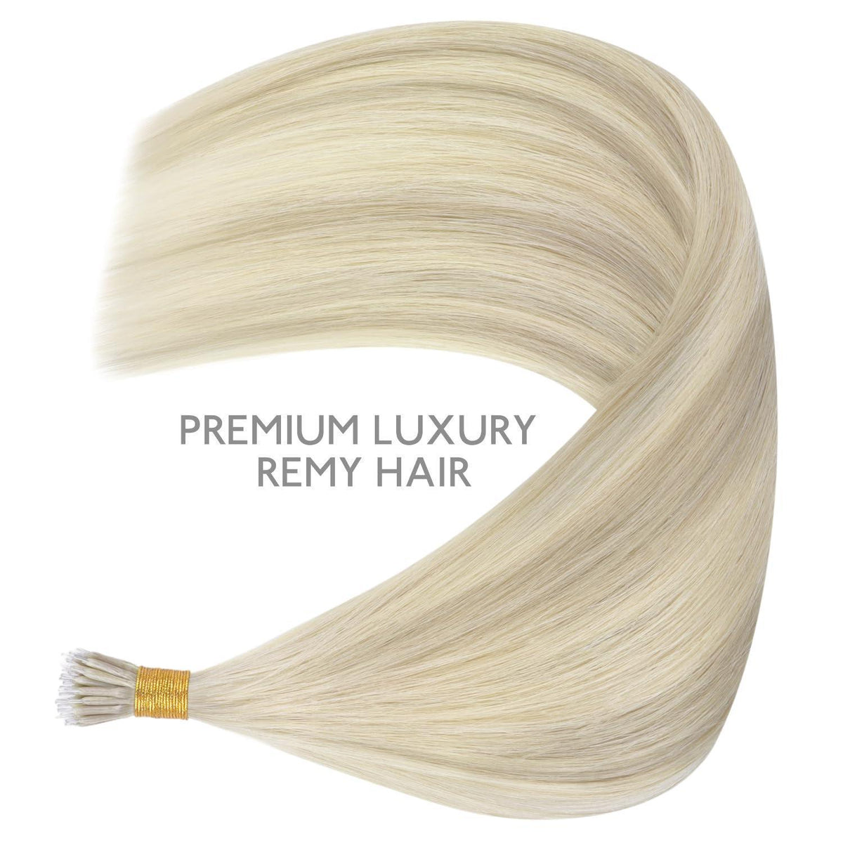 Nanoring Haarverlängerung Echthaar 50cm Aschblond Highlights Platinblond