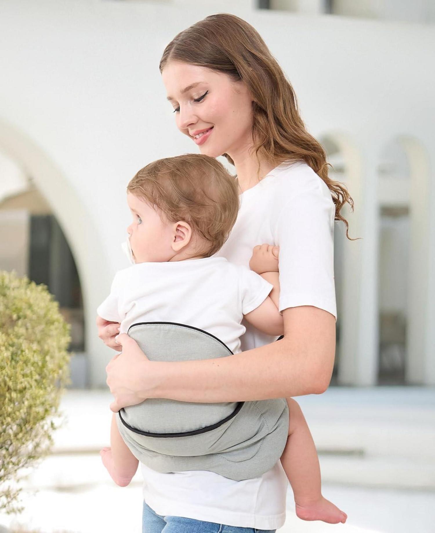 Kindertrage Seitlich Babytragetuch mit Hüftsitz Ergonomisch 6-20 kg - Hellgrau