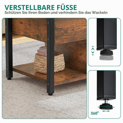 Höhenverstellbarer Couchtisch 4-in-1 mit Stauraum & Lift-Deckel