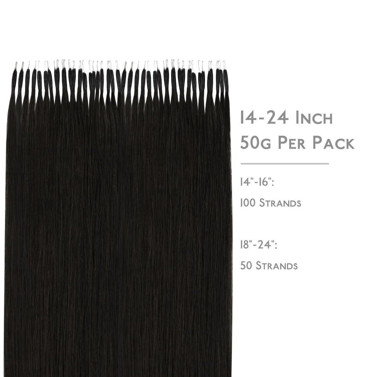 Echthaar Nano Ring Extensions Schwarz 60cm - 50g