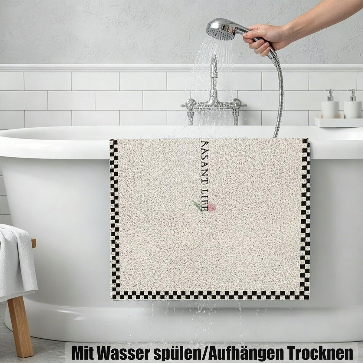 Rutschfeste Duschmatte 100x150 cm – Weich, Komfortabel & Zuschneidbar