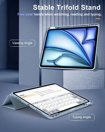 TiMOVO iPad Air 13 Zoll 2024 Schutzhülle Stifthalter Transparent Himmelblau