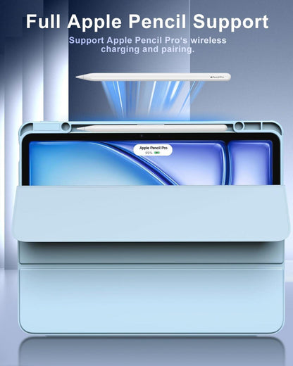 TiMOVO iPad Air 13 2024 Hülle Stifthalter Transparent Blau
