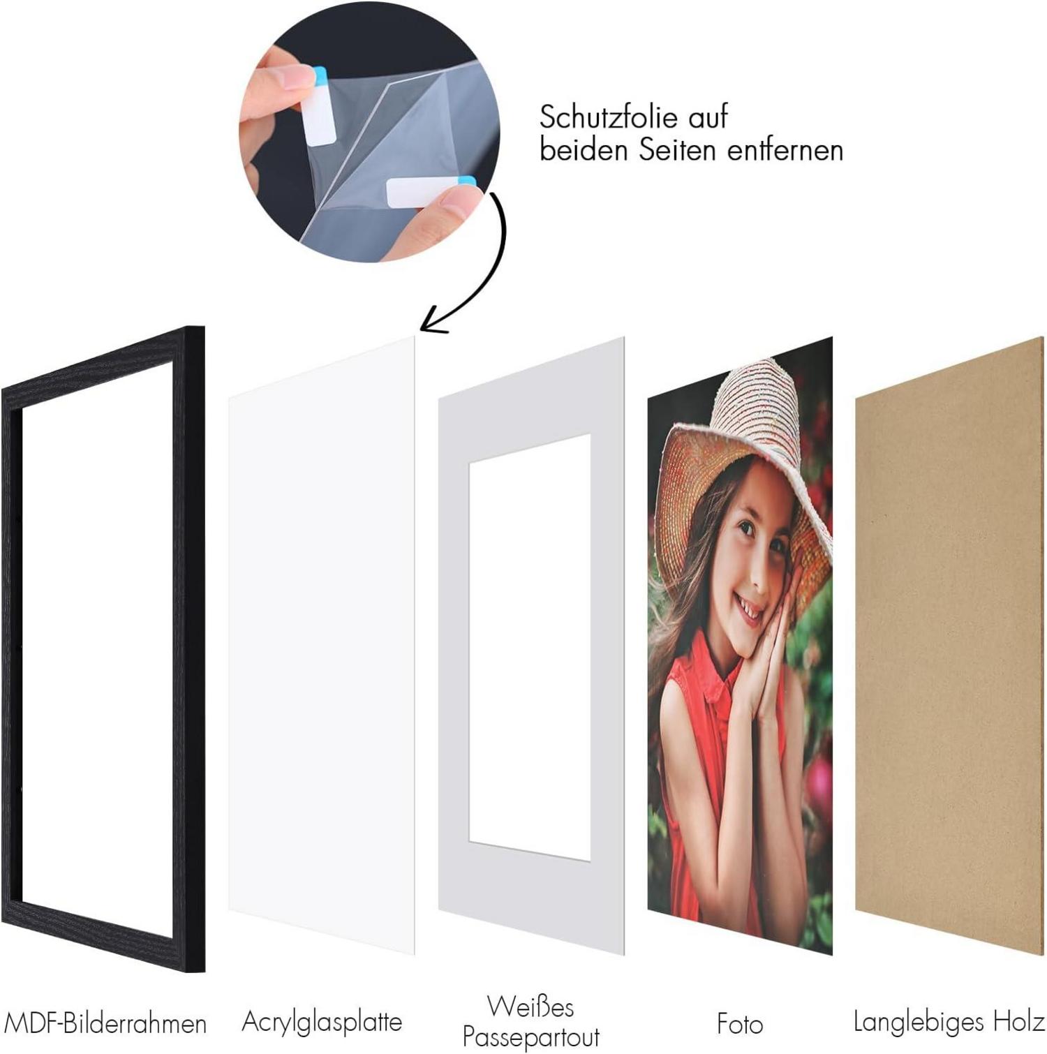 Fotorahmen 13x18cm Holzrahmen Schwarz mit Passepartouts 2er-Set