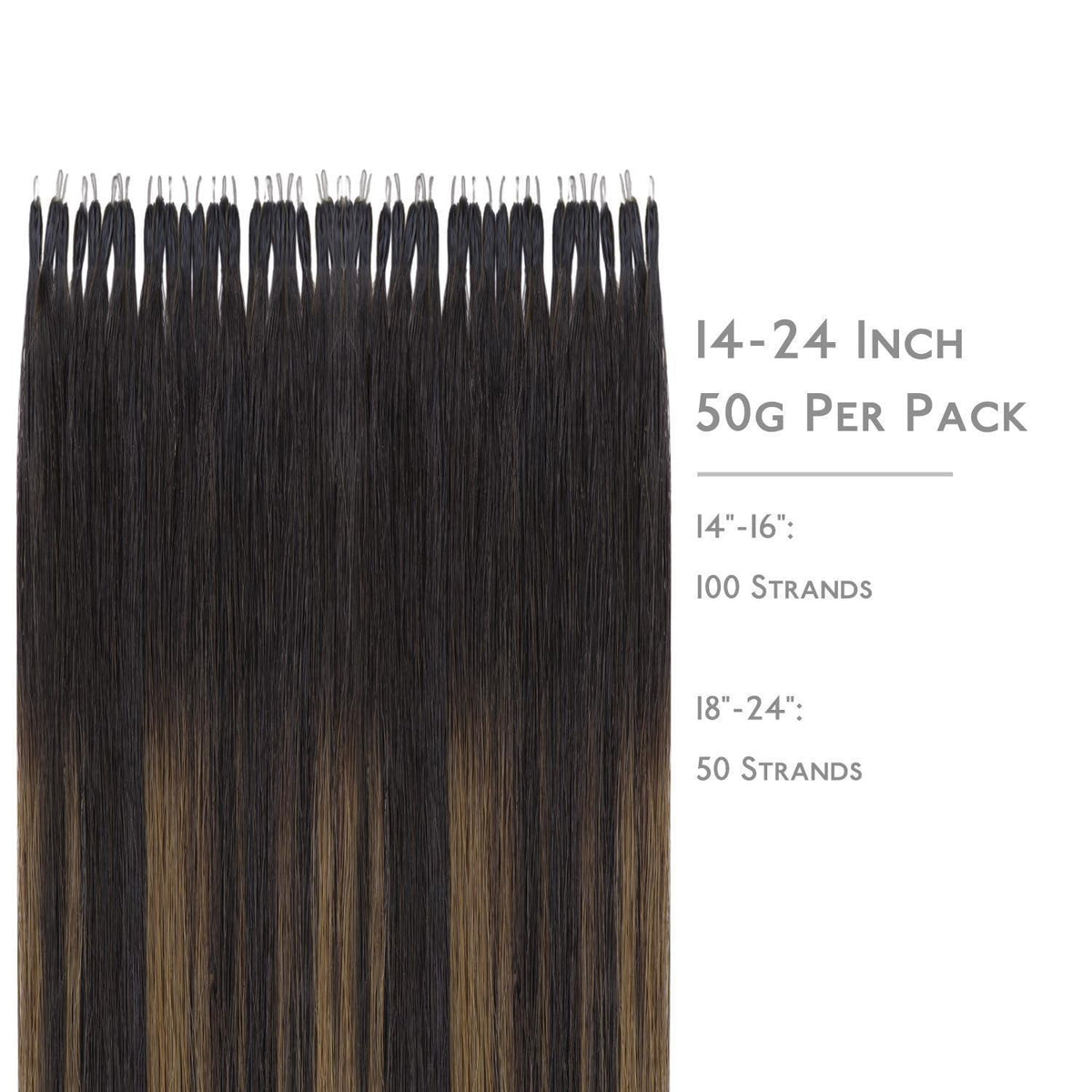 Echthaar Nano Ring Extensions Dunkelbraun-Kastanienbraun Balayage