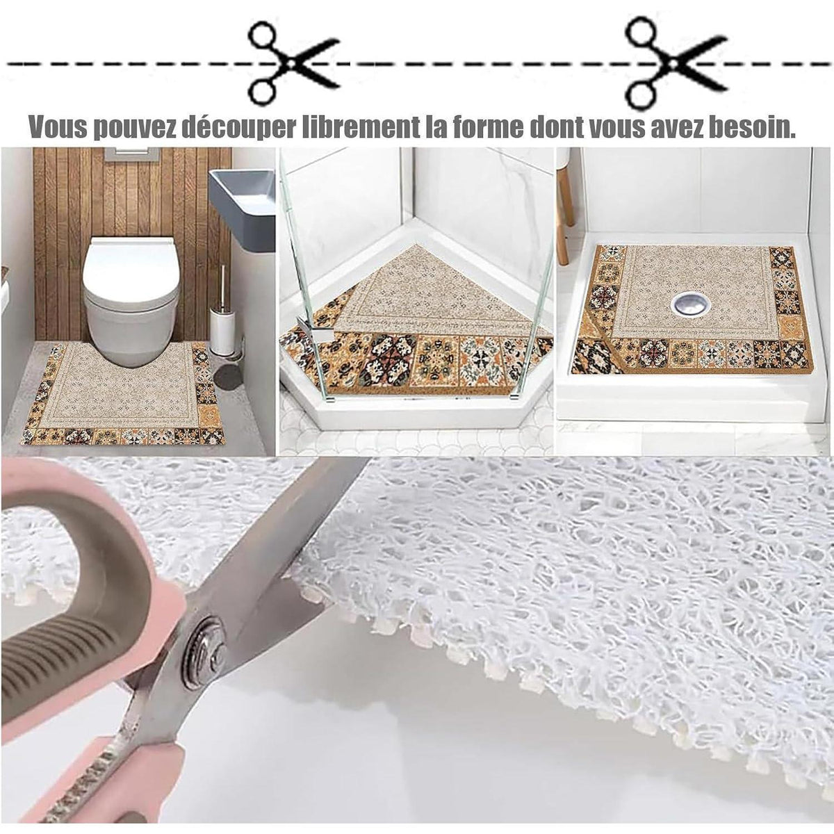 Duschmatte 100x150 cm rutschfest weich zuschneidbar PVC modern