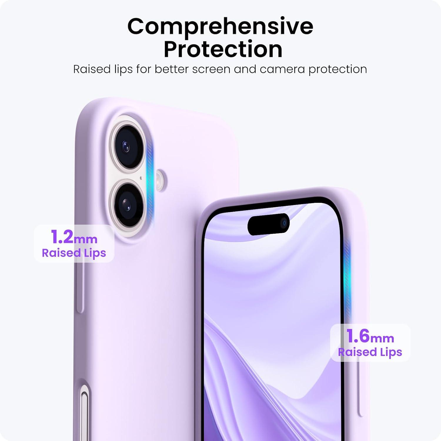 ORNARTO iPhone 16 Plus Hülle Silikon 6,7 Zoll Flüssig Silikon Stoßfest Flieder