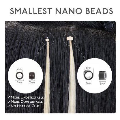 Echthaar Nano Ring Extensions Platinblond 40cm