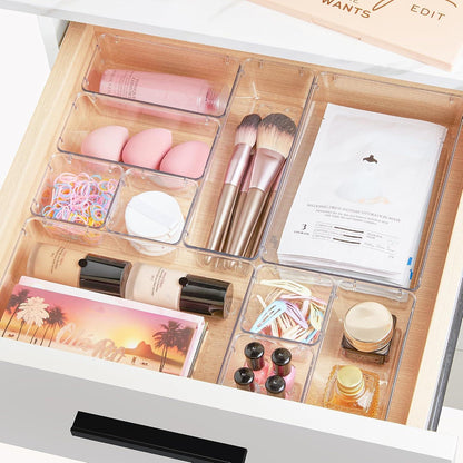 Schublade Organizer Set, 72-teilig, transparent, stapelbar, rutschfest
