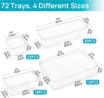 72-teiliges Schubladen Ordnungssystem, transparente Organizer für