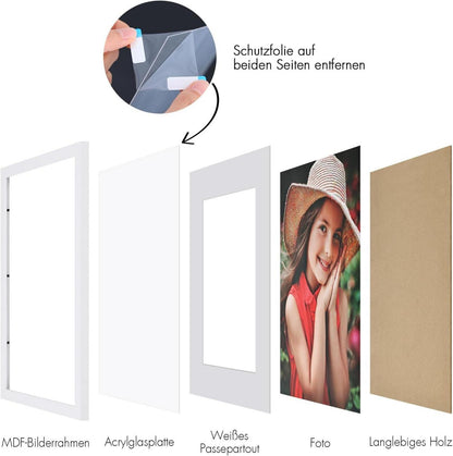 Spotjoy Fotorahmen Holz 15x20cm 3er-Set Weiß Passepartouts