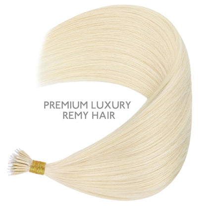 Echthaar Nano Ring Extensions Platinblond 45cm