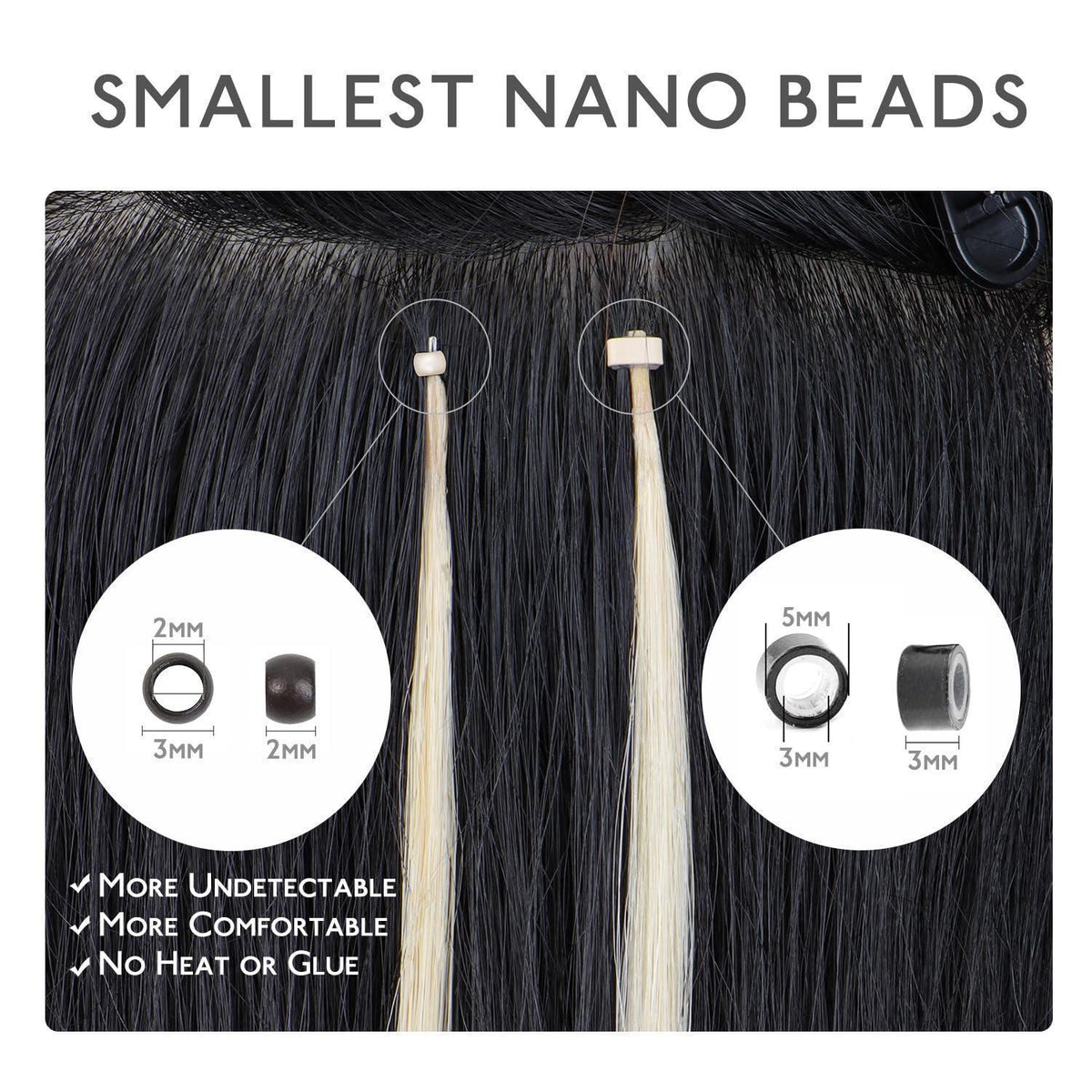 Echthaar Nano Ring Extensions Hellblond Highlights