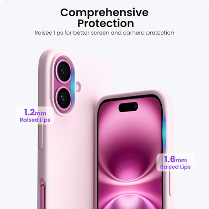 ORNARTO iPhone 16 Hülle Silikon 6,1 Zoll Schutzhülle stoßfest - Rosa