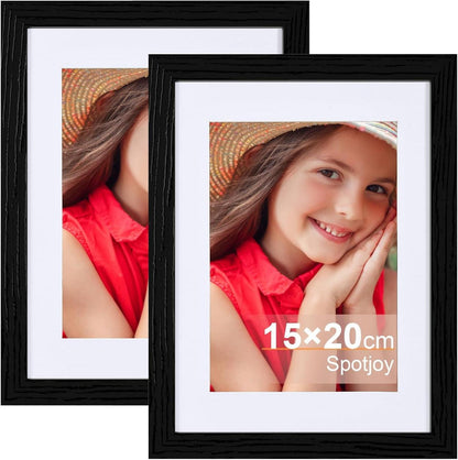 Bilderrahmen Set 15x20cm Schwarz mit Passepartouts 2er-Pack