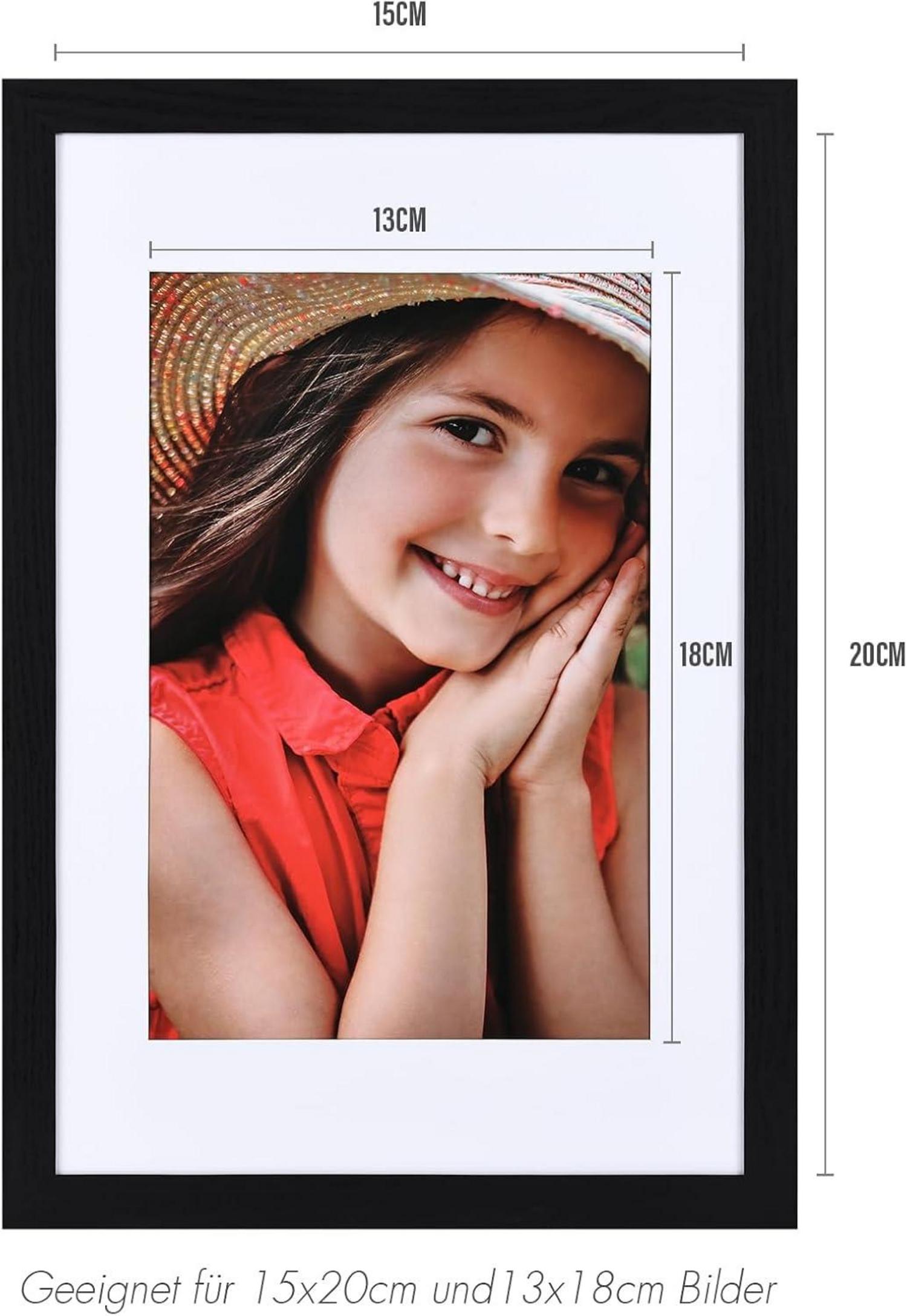 Bilderrahmen Set 15x20cm Schwarz mit Passepartouts 2er-Pack