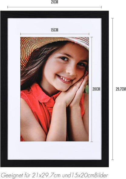 Bilderrahmen Fotorahmen Holzrahmen 21x29.7cm 3er-Set Schwarz