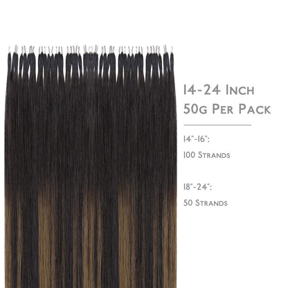Echthaar Nano Ring Extensions Dunkelbraun-Kastanienbraun