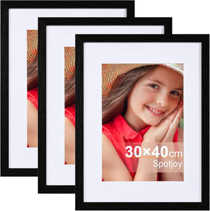 Bilderrahmen 30x40cm Schwarz 3er-Set mit Passepartouts