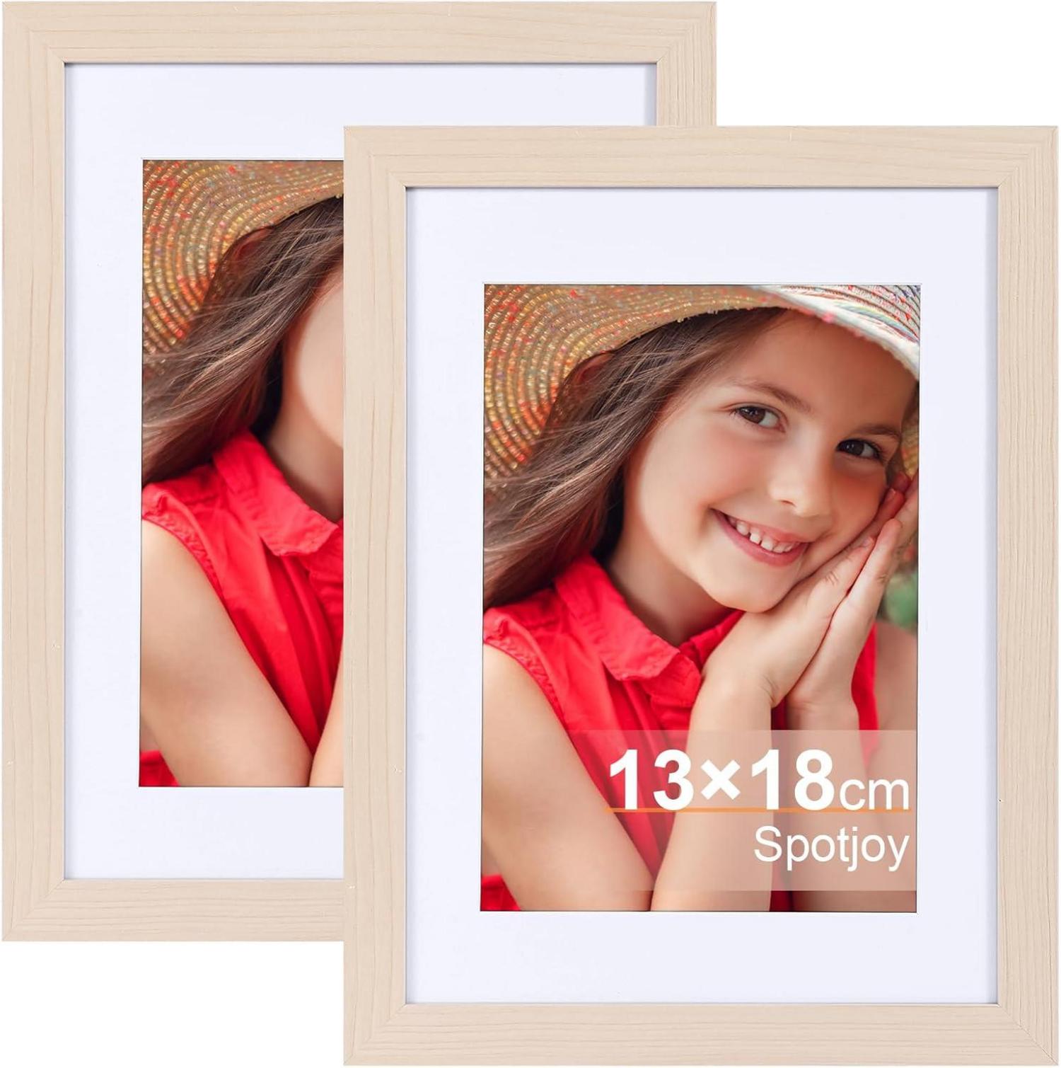 Bilderrahmen 13x18cm Fotorahmen Holzrahmen Passepartouts MDF 2er-Set
