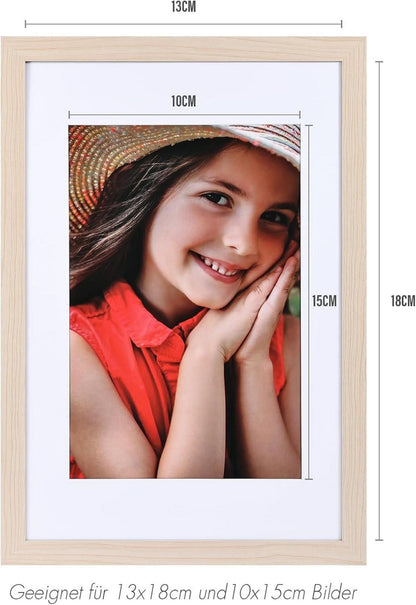 Bilderrahmen 13x18cm Fotorahmen Holzrahmen Passepartouts MDF 2er-Set